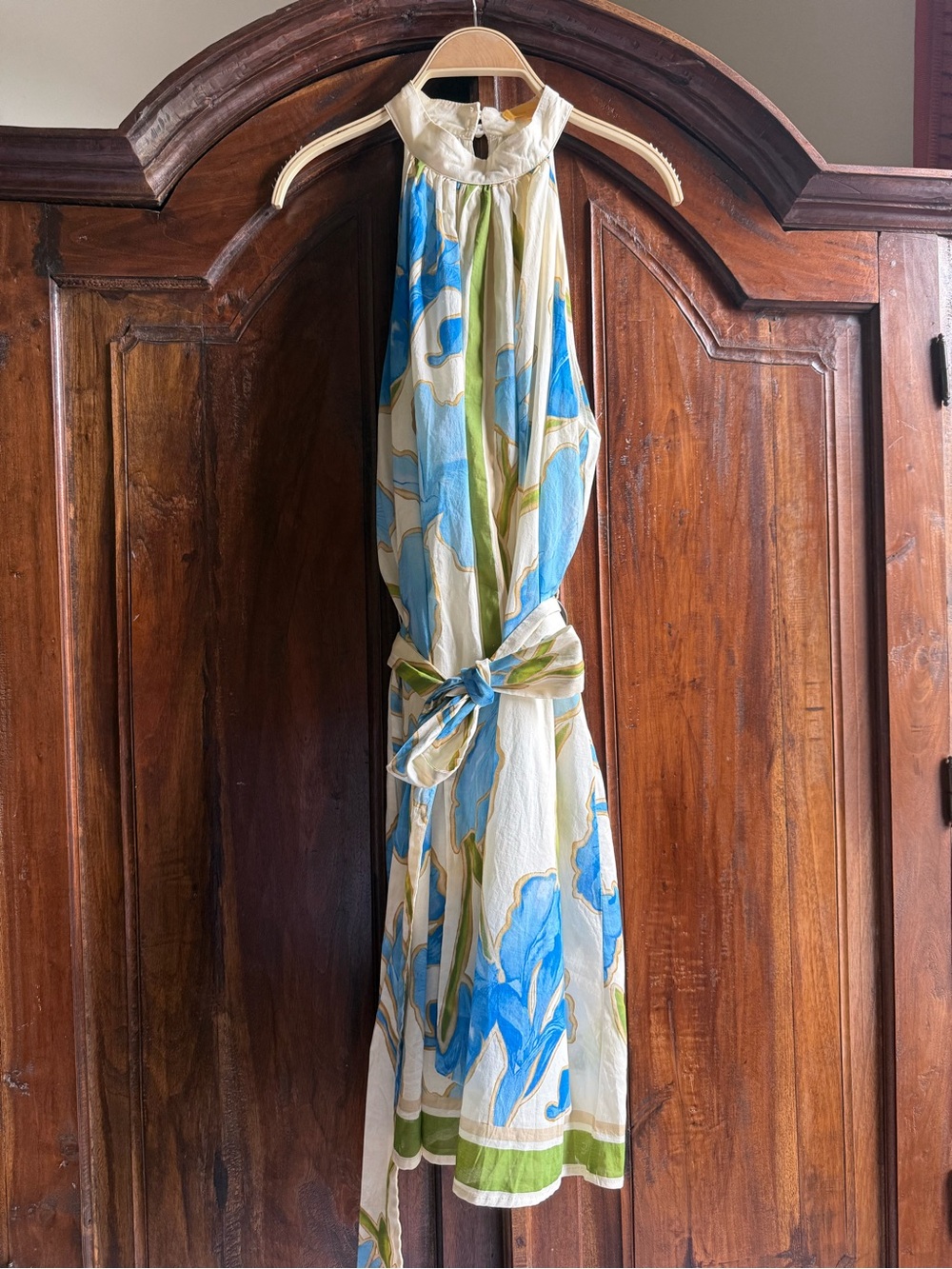 Flying Tomato Blue & Cream Floral Halter Dress